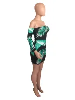 Fashionable Printed Chest Hugging Backless Dress