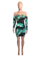 Fashionable Printed Chest Hugging Backless Dress