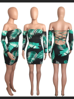Fashionable Printed Chest Hugging Backless Dress