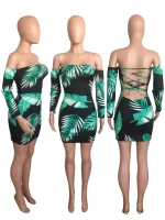 Fashionable Printed Chest Hugging Backless Dress