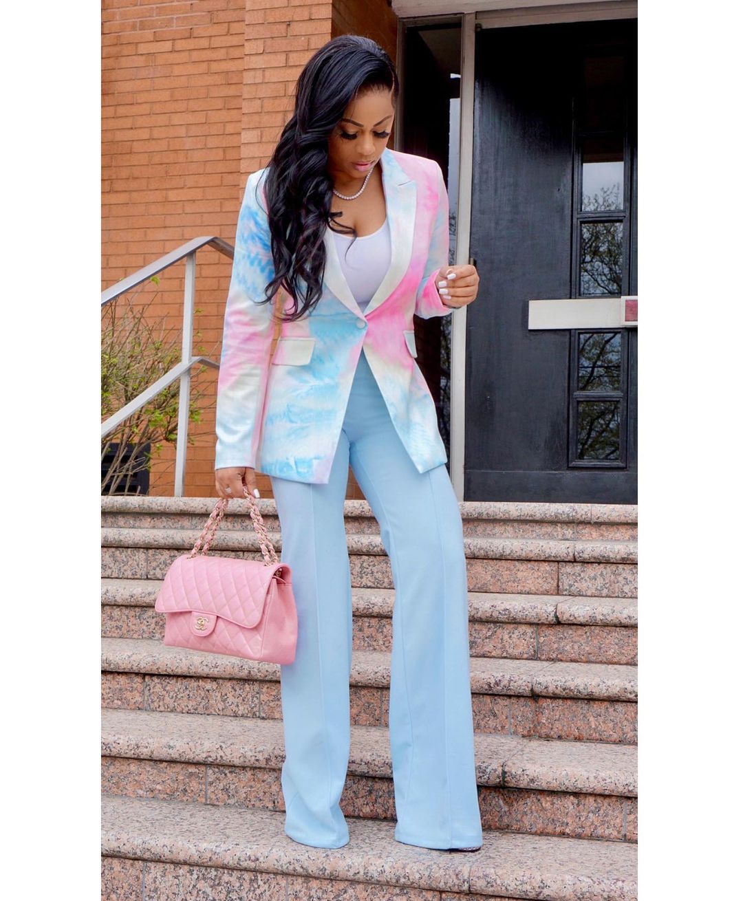 Fashionable Tie Dye Printed Button Suit Jacket