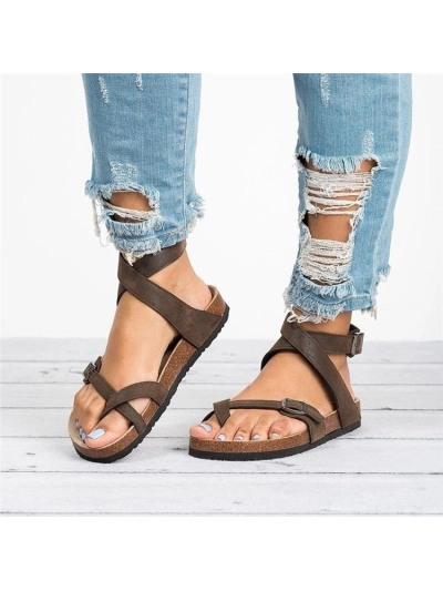 Flat Cork Buckle Comfort Large Slip-On Sandalss 02