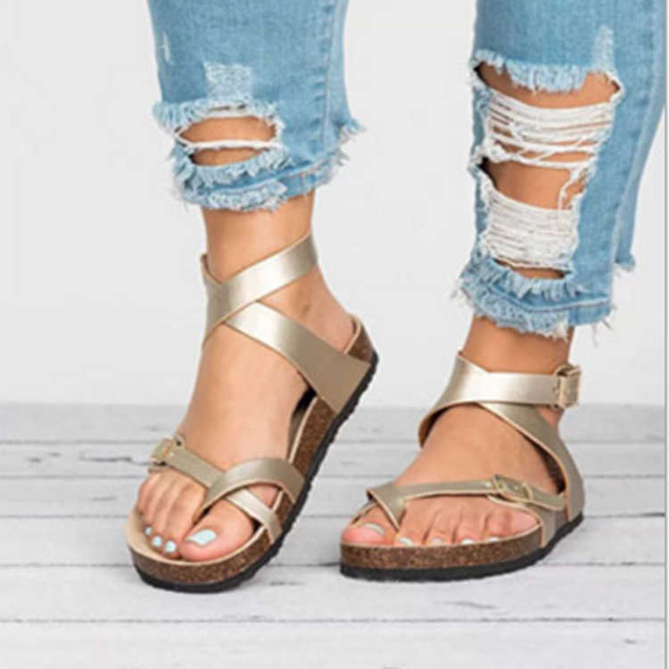 Flat Cork Buckle Comfort Large Slip-On Sandalss