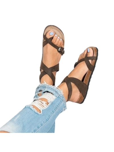 Flat Cork Buckle Comfort Large Slip-On Sandalss 01