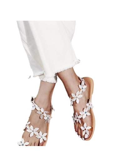 Flat Sandals Open-Toe Beach Slides Large Size Roman Sandals 01