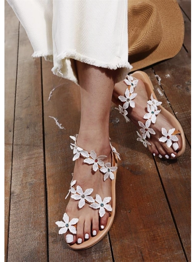 Flat Sandals Open-Toe Beach Slides Large Size Roman Sandals 02