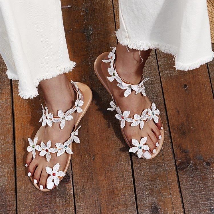 Flat Sandals Open-Toe Beach Slides Large Size Roman Sandals
