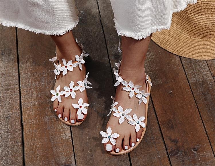 Flat Sandals Open-Toe Beach Slides Large Size Roman Sandals