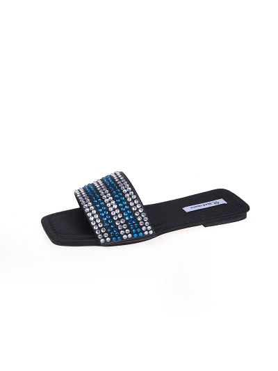 Glittering Rhinestone Flat Slides for Women 01