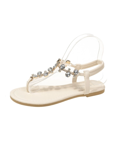 Large Size Beach Thong Sandals With Rhinestones 01