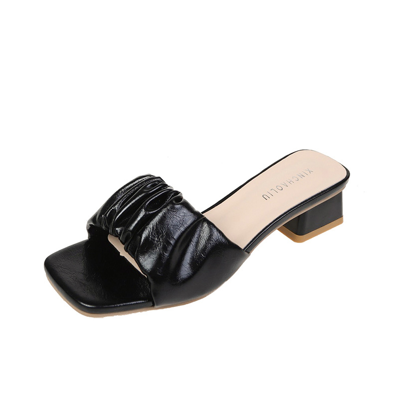 Lazy Half-Up Fashion Pleated Outer Wear Sandals For Women