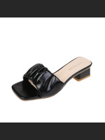 Lazy Half-Up Fashion Pleated Outer Wear Sandals For Women