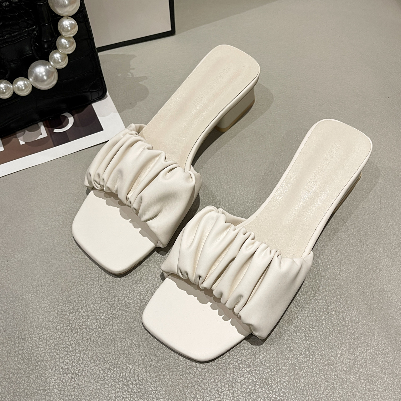 Lazy Half-Up Fashion Pleated Outer Wear Sandals For Women