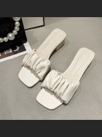 Lazy Half-Up Fashion Pleated Outer Wear Sandals For Women