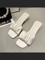 Lazy Half-Up Fashion Pleated Outer Wear Sandals For Women