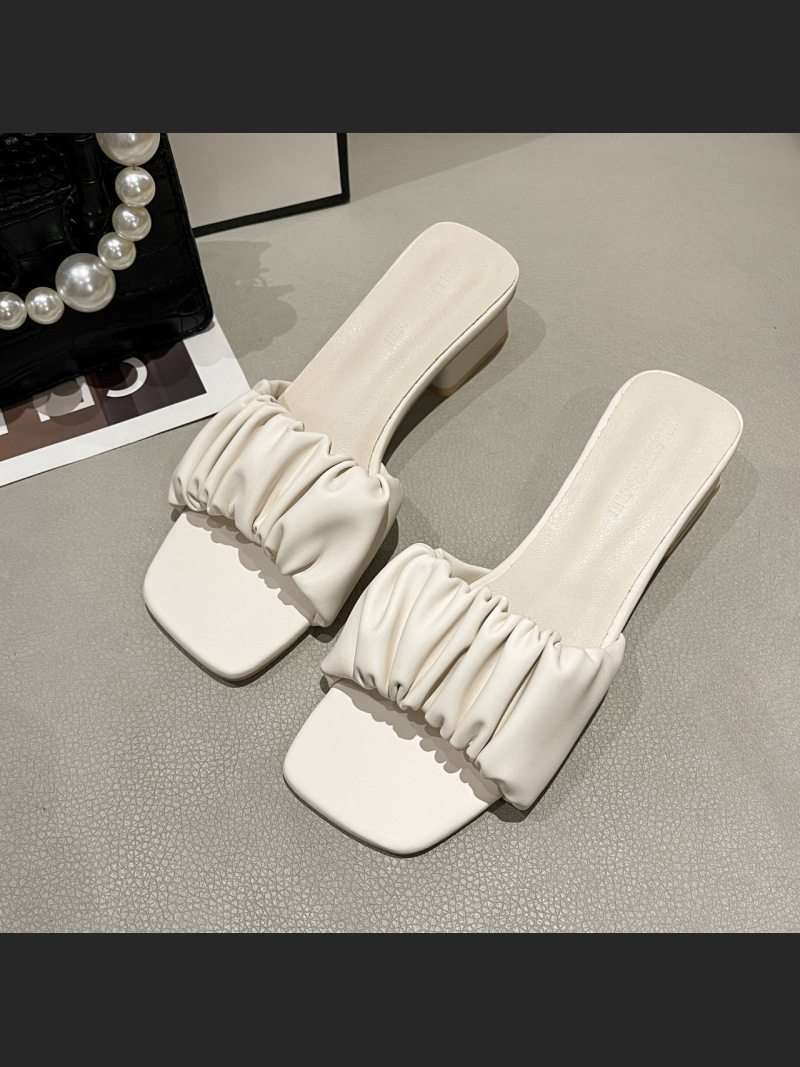 Lazy Half-Up Fashion Pleated Outer Wear Sandals For Women