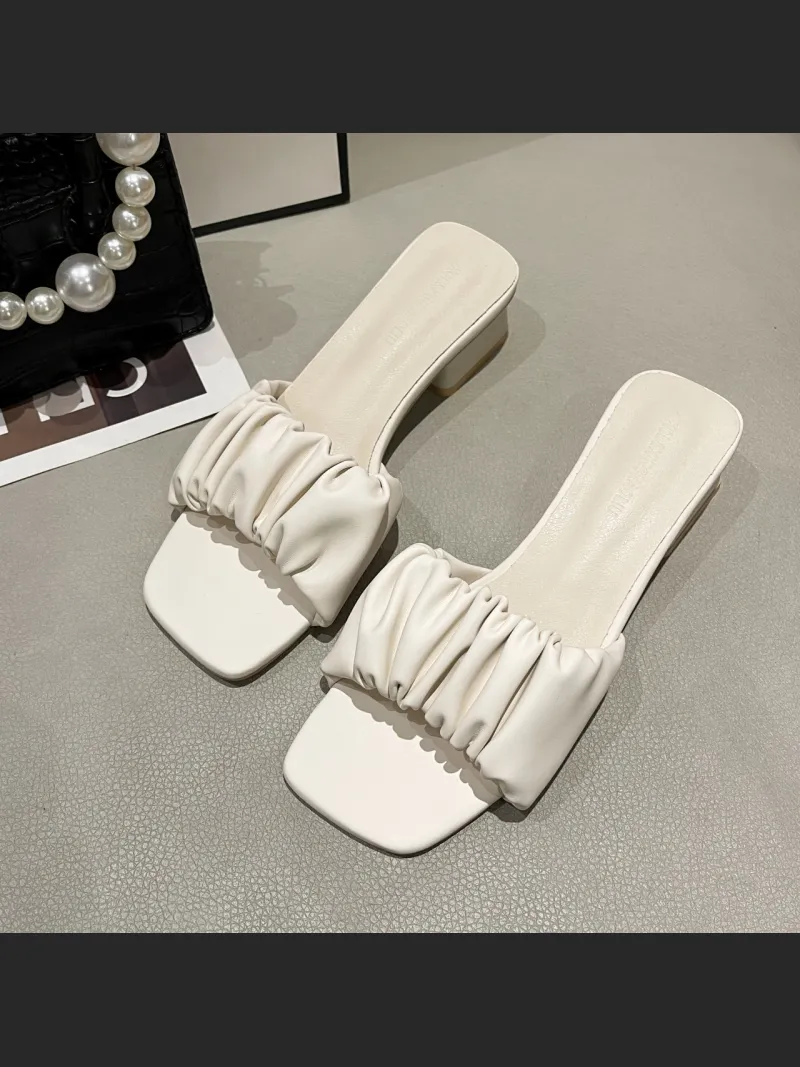 Lazy Half-Up Fashion Pleated Outer Wear Sandals For Women