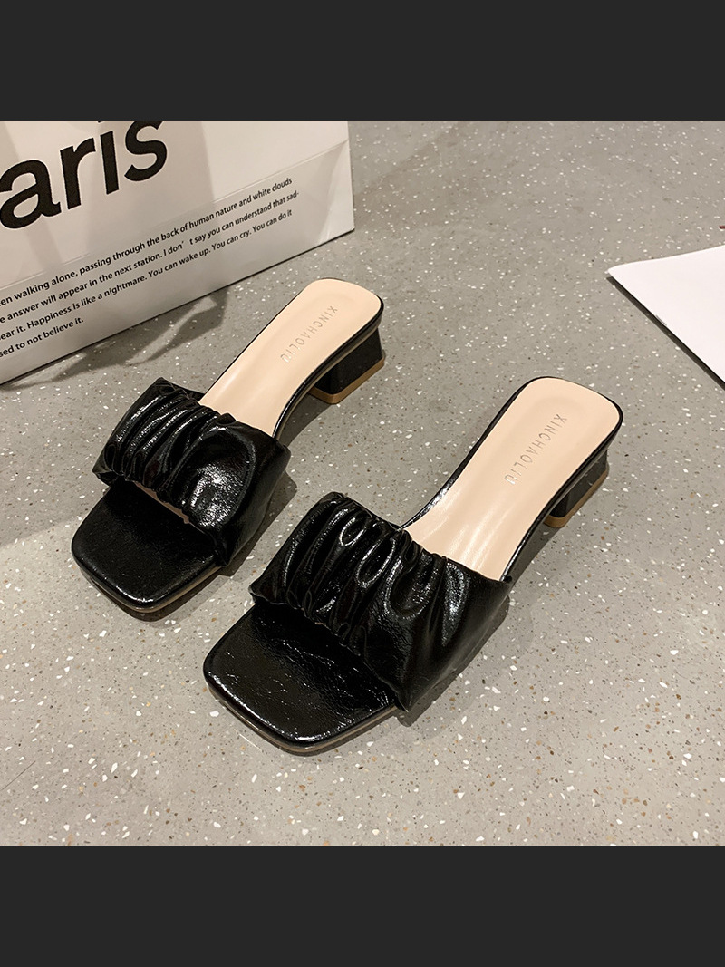Lazy Half-Up Fashion Pleated Outer Wear Sandals For Women