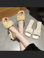 Lazy Half-Up Fashion Pleated Outer Wear Sandals For Women