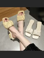 Lazy Half-Up Fashion Pleated Outer Wear Sandals For Women