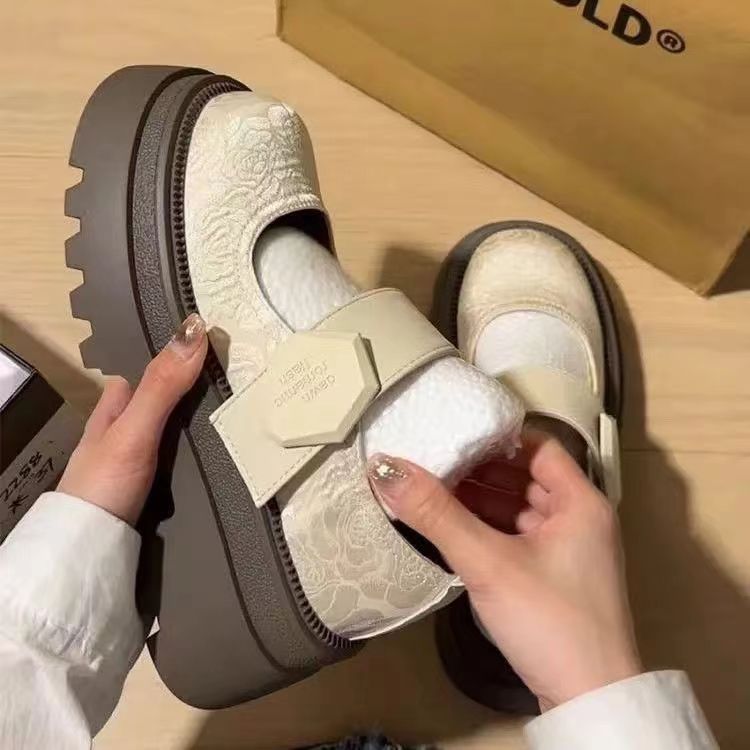 Small Leather Shoes Thick Soled Single Shoes