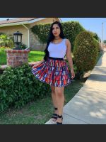 Letter Printed Pleated Skirt
