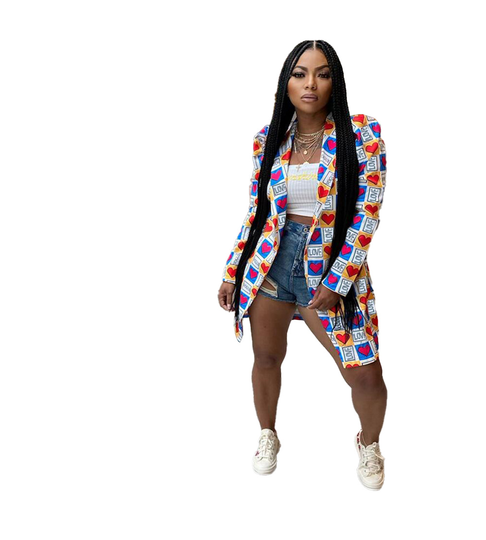 Love Letter Printed Shirt Suit Jacket