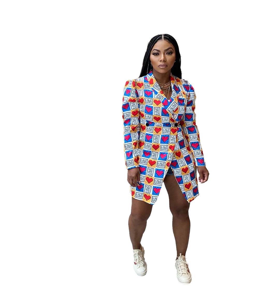 Love Letter Printed Shirt Suit Jacket