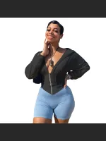 New Autumn And Winter Zipper Waistband Hoodie Jacket