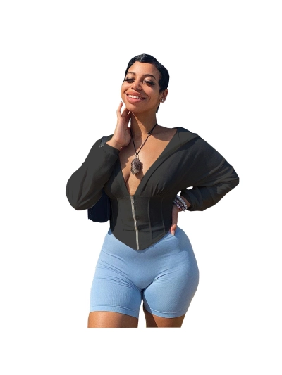 New Autumn And Winter Zipper Waistband Hoodie Jacket 02