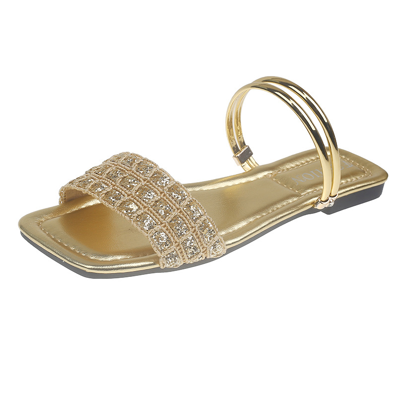 New Rhinestone Sequin One-Strap Two-Way Wear Sandals
