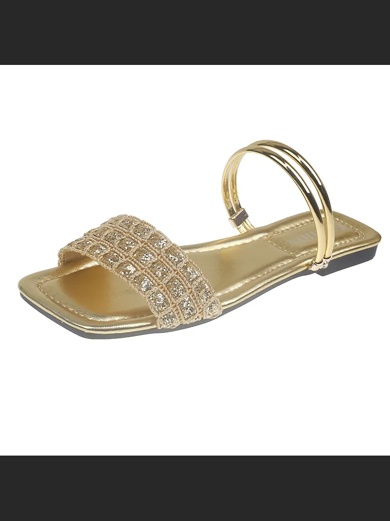 New Rhinestone Sequin One-Strap Two-Way Wear Sandals