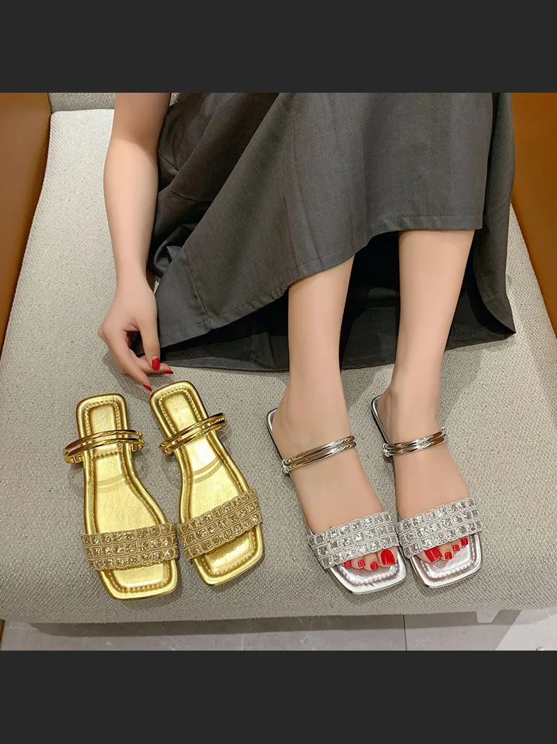 New Rhinestone Sequin One-Strap Two-Way Wear Sandals
