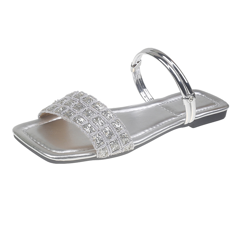 New Rhinestone Sequin One-Strap Two-Way Wear Sandals