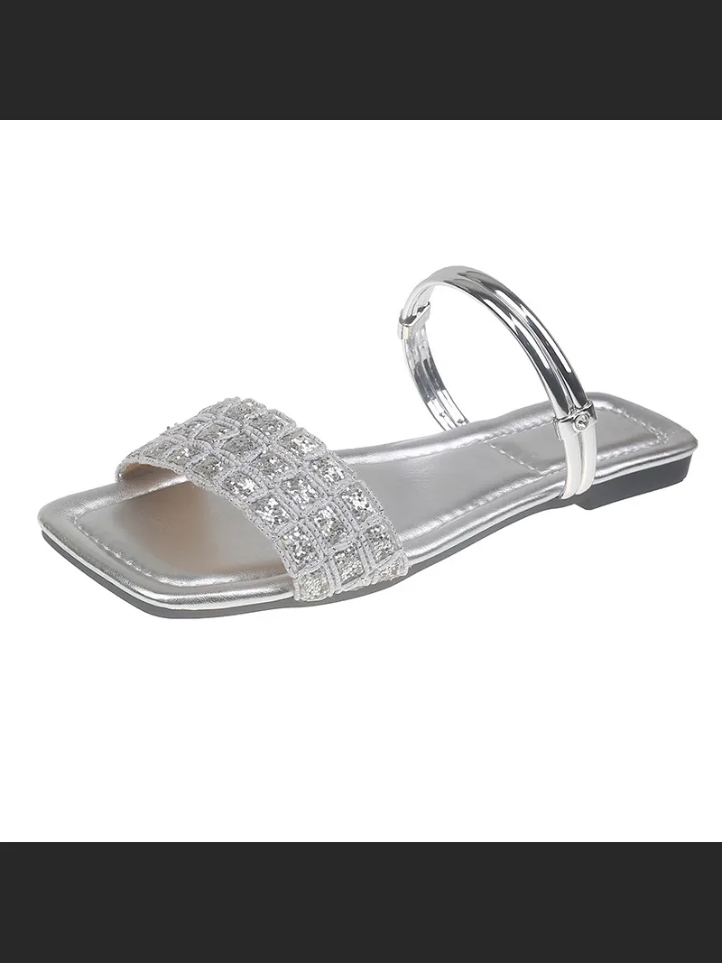 New Rhinestone Sequin One-Strap Two-Way Wear Sandals