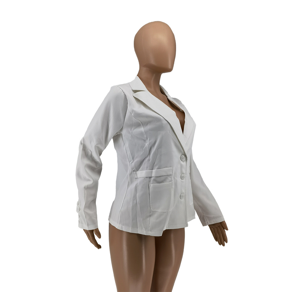 Solid Color Pocket Button Suit Jacket