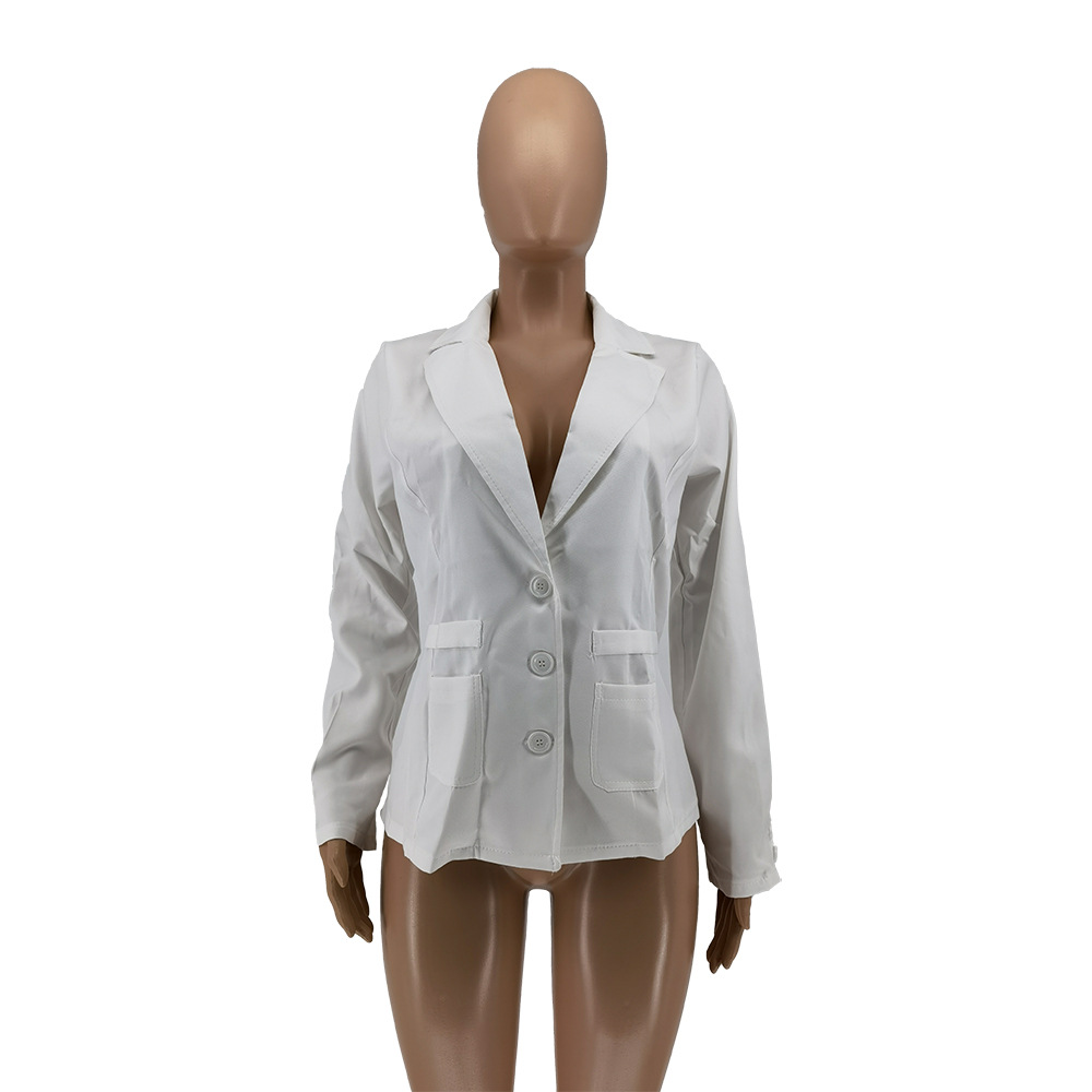 Solid Color Pocket Button Suit Jacket