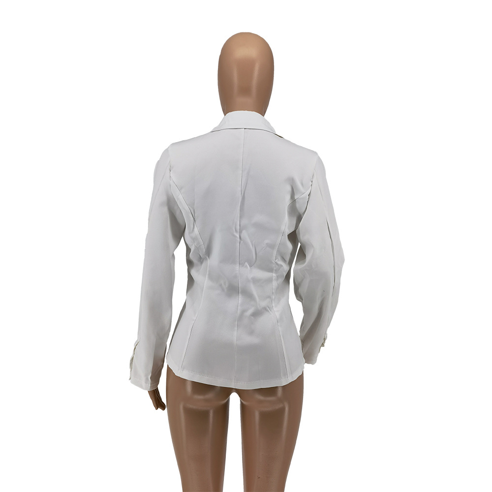 Solid Color Pocket Button Suit Jacket