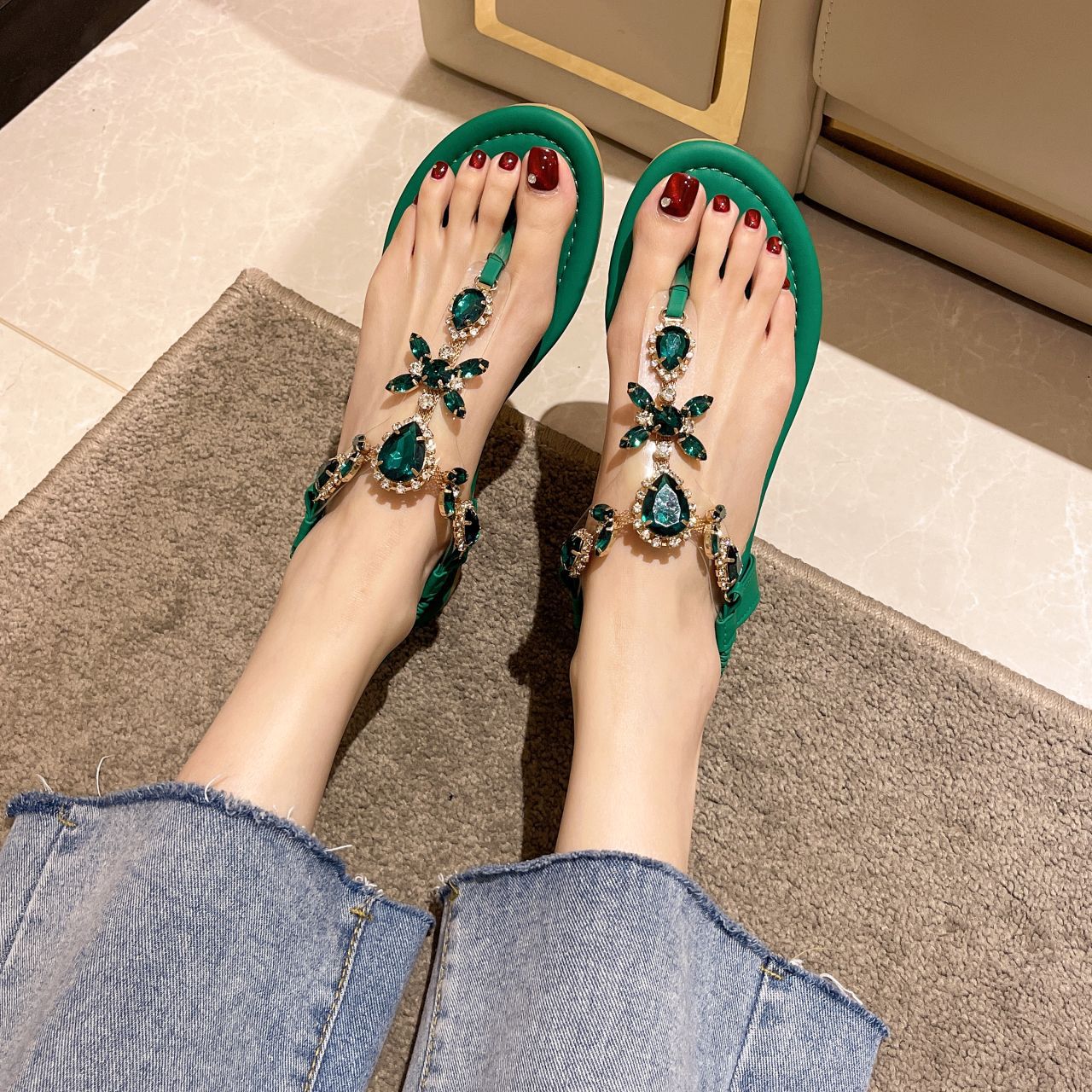 Summer New Large Size Toe-Strap Beach Sandals