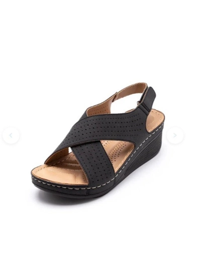 Wedge Heel Stitching Breathable Velcro Hollow Mother Shoes 02