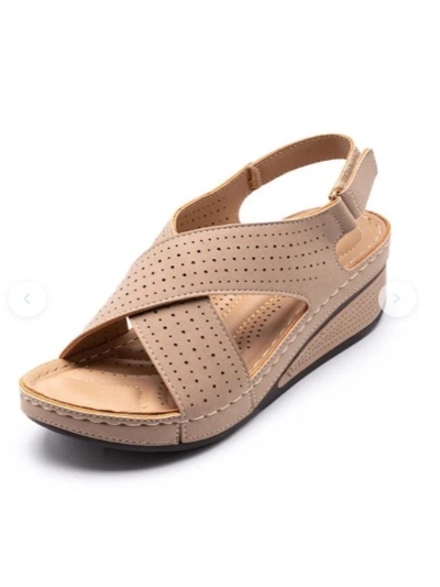 Wedge Heel Stitching Breathable Velcro Hollow Mother Shoes 01