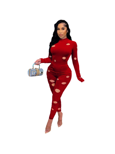 Winter Fashion Piercing Solid Color Velvet Two Piece Set 01