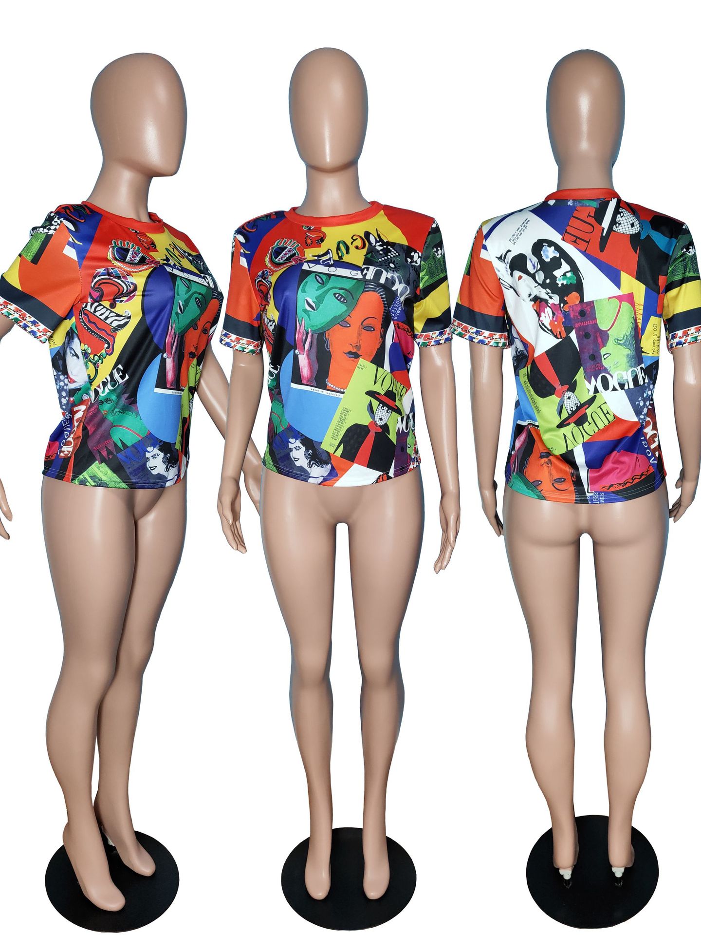 Casual Women's Summer Short Sleeved Personalized Pattern Printed T-shirt