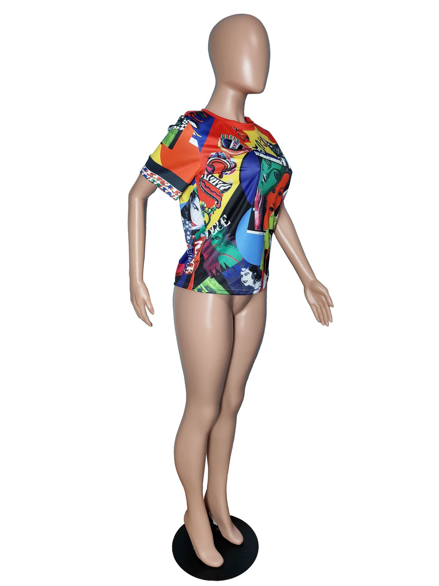 Casual Women's Summer Short Sleeved Personalized Pattern Printed T-shirt