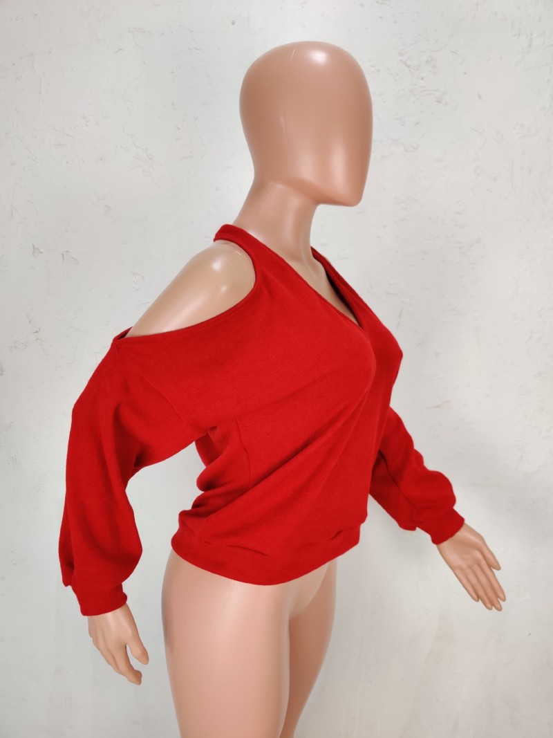 European And American Women'S Solid Color Off Shoulder Top
