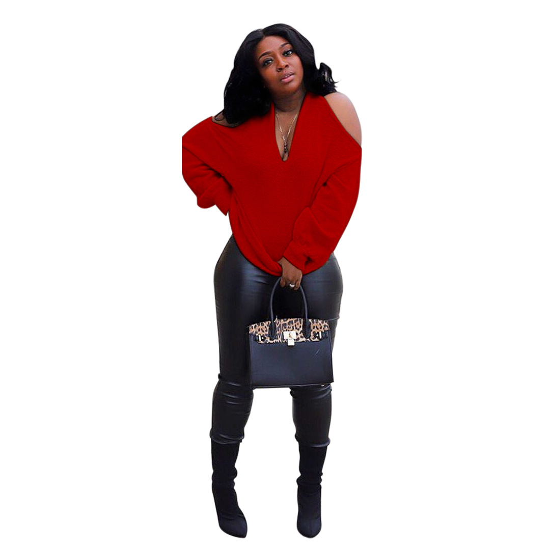 European And American Women'S Solid Color Off Shoulder Top