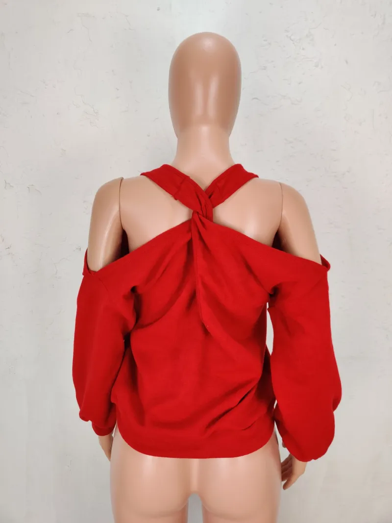 European And American Women'S Solid Color Off Shoulder Top