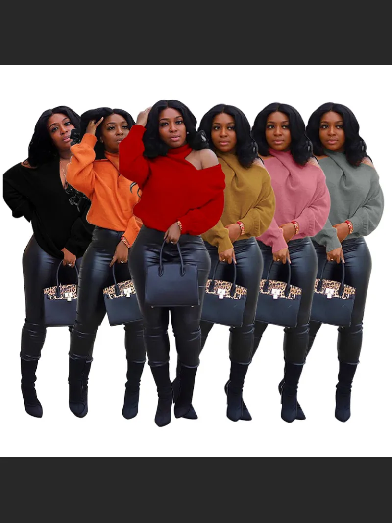 European And American Women'S Solid Color Off Shoulder Top