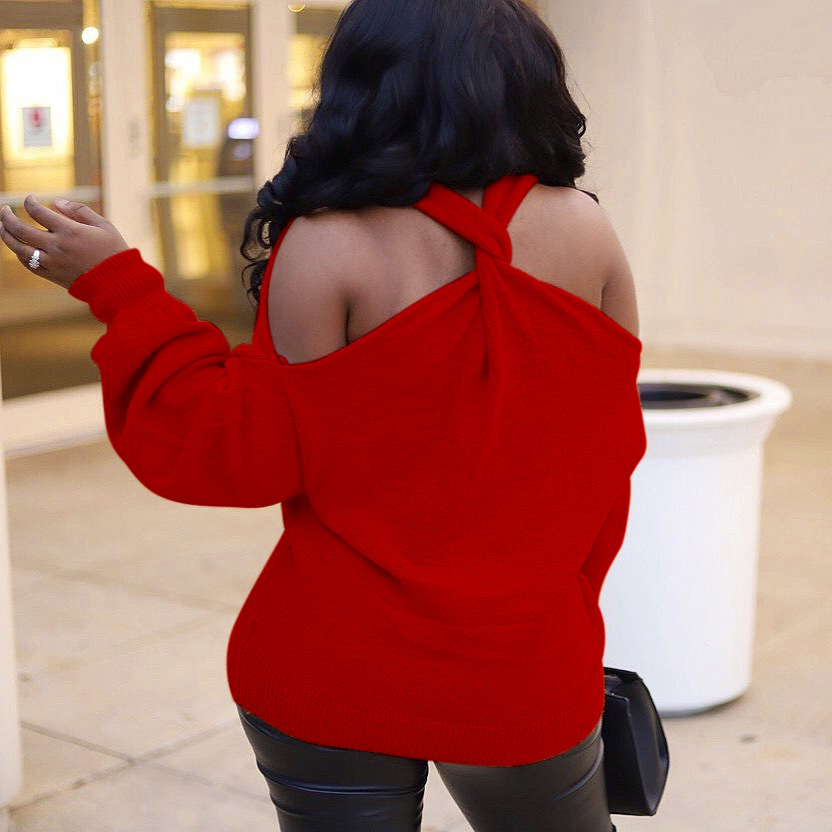 European And American Women'S Solid Color Off Shoulder Top