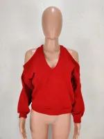 European And American Women'S Solid Color Off Shoulder Top